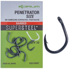 Carlige Korum Supersteel Penetrator Hooks Barbed nr.12, 10buc/plic