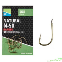 Carlige Preston Natural N-50 Barbed 15Buc/Plic