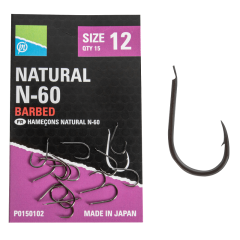 Carlige Preston Natural N-60 Barbed 15Buc/Plic